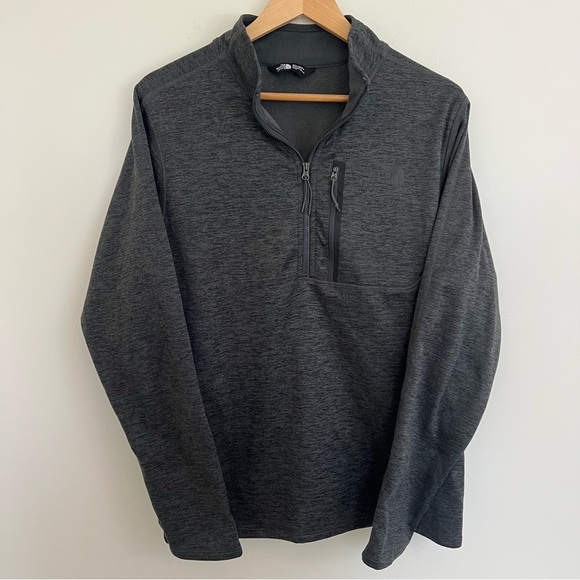 The North Face Pullover Gray 1/4 Zip Fleece Outdoors Hiking Jacket Men’s Medium - Picture 1 of 9